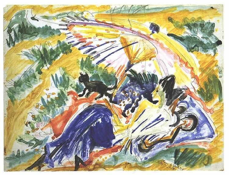 Ernst Ludwig Kirchner Sun bath France oil painting art